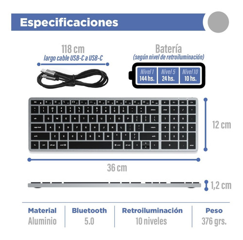 Imagen 2 de 10 de Teclado Retroiluminado X2 Satechi Bluetooth Y Usb Ingles