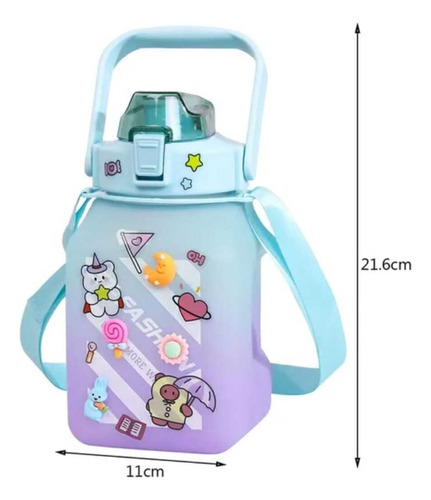 Tomatodo Portátil Kawai Con Stickers Y Colgador 1.5l
