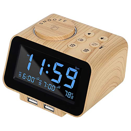 Uscce Digital Alarm Clock Radio - 0-100% Dimmer, Dual 5d1vz