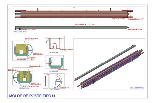 Planos Pdf De Mesa Vibradora - Moldes Placa Y Poste Tipo H