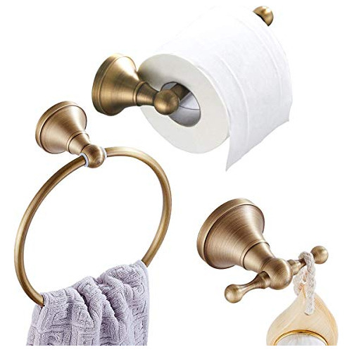 Accesorios P/ Baño Toallero Gancho Doble P. Rollo Ant Brass