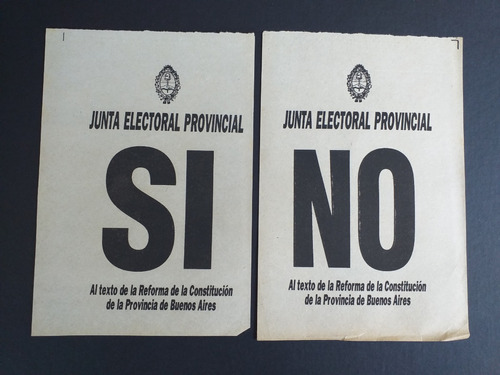 Boletas Electorales Si Y No_ref. Constitución Pcia De Bs As 
