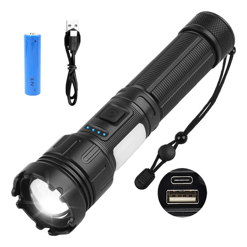 Lampara Camping Usb Recargable Led Linternas Potentes Color Negro