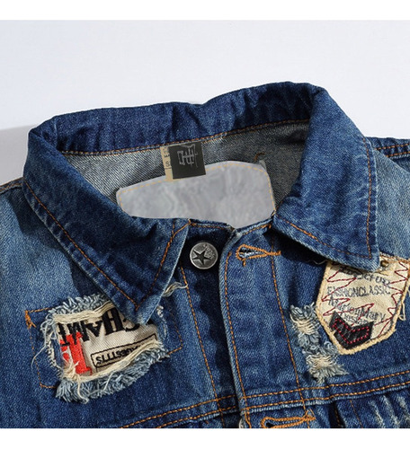K Chaleco De Mezclilla Moda Punk Con Bordado Para Hombre