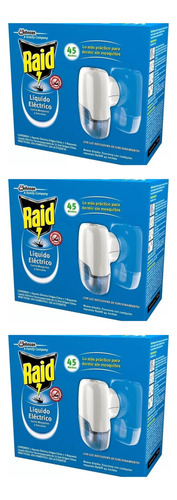 Raid Líquido Eléctrico Mosquitos Doble Accion Full X 3 Unid.