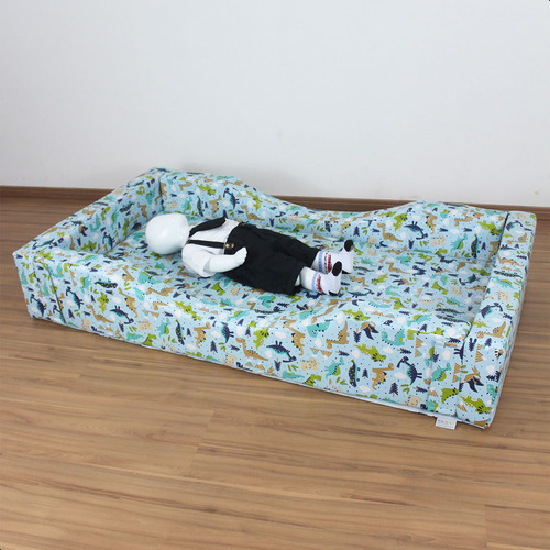 Caminha Espumada Colchão De Dinossauro 1m50m X 80cm X 25cm Cor Azul