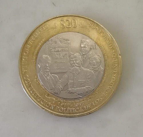 Moneda 20 Pesos Aniversario De La Constitución Casi Sin Circ