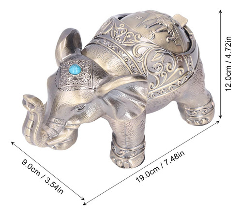 Cenicero Para Puros, Elefante A Prueba De Viento, Metal