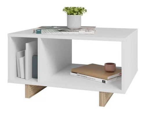 Mesa De Centro Ratona Living Estilo Minimalista Con 2 Nichos