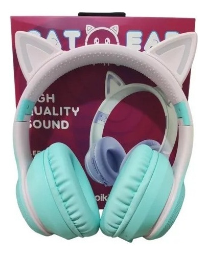 Audífonos Inalambricos Gato Luz Led Diadema Bluetooth Orejas