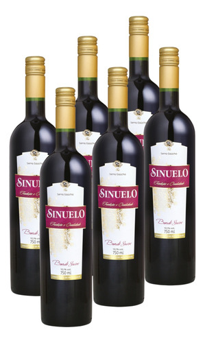 Vinho Sinuelo Tinto Bordô Suave Serra Gaúcha Caixa 6 Garrafa