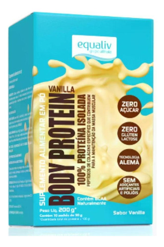 Body Protein 100% Isolado 10 Sachês 20g Equaliv Baunilha Colágeno