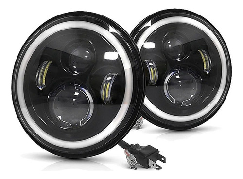 Farol Led 7 H4 Angel Eye Fusca Kombi Jeep Wrangler