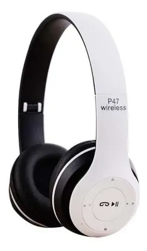 Headset Bluetooth 5.0 P47 Branco com Rádio FM e Entrada Micro SD