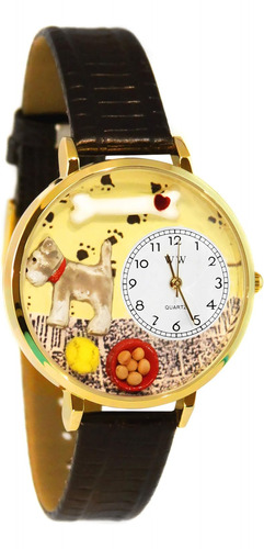 Whimsical Gifts Schnauzer Reloj 3d | Acabado Dorado