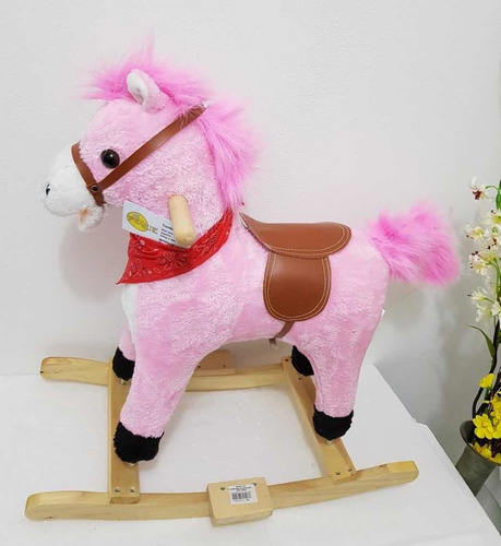 Caballo Rosado Mecedor Musical Con Luz