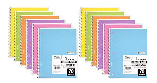 Mead Spiral Notebook, 6 Pack Of 1-subject College Urgij