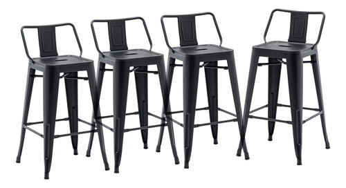 Juego De 4 Taburete Metálico Apilable Industrial Moderno Par