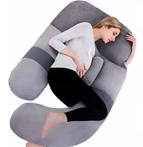 Almohada de embarazo para mujeres embarazadas Dormir Enfermería Maternidad  Almohada de cuerpo completo Soporte para espalda Vientre Cadera Pierna con  cubierta extraíble