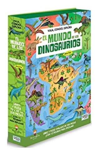Imagen 6 de 8 de Puzzle 200 Piezas Con Libro El Mundo De Los Dinosaurios Edu