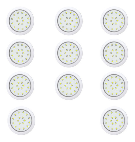 11 Luminárias De Piscina Led Rgb Color 18w 80mm Corpo Branco