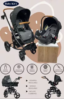 Coche Cuna Moises Deluxe De Lujo Con Porta Bebe Prisma Plus Color Negro