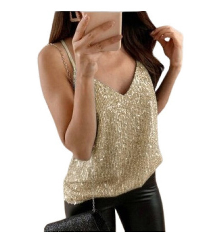 Camiseta De Tirantes Para Mujer Con Tirantes Brillantes