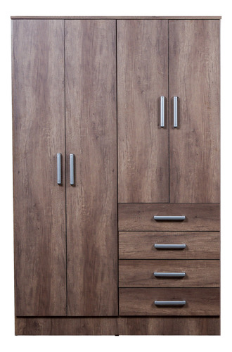 Placard Ropero Dormitorio Melamina 4ptas 4caj Organizador+++ Color Nebraska Gris