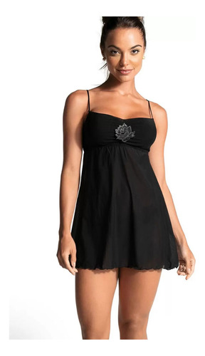 Camisola Tule Demillus Carmel 030302 Sensual Preto