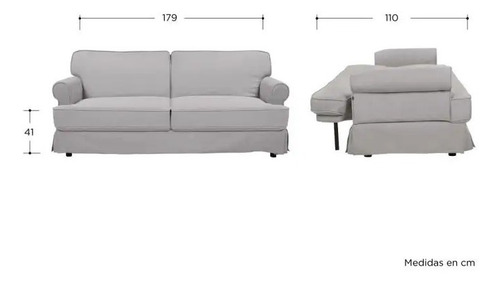 Sofá-cama Gaia, poltrona Monie cinza claro, tamanho duplo 211 cm, base de madeira, 1 unidade