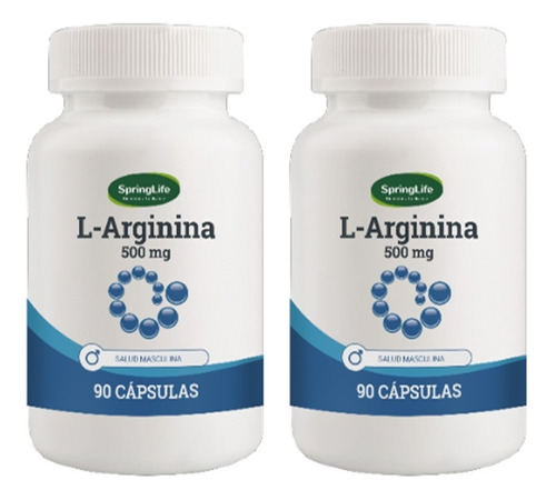 2 L Arginina 500mg - Oxido Nítrico - 180 Capsulas Springlife