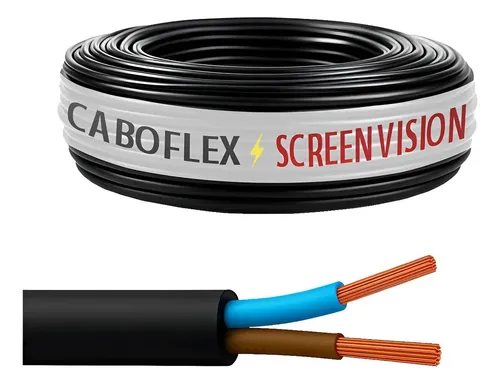Fio Cabo PP 2,5mm 2x2,5mm 2 Vias 25 Metros Screen Vision Preto