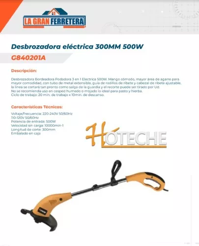 DESBROZADORA ELECTRICA 300MM 500W – GM Herramientas