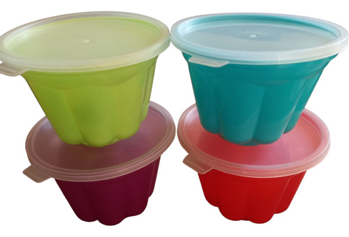 Set 4 Moldes Plásticos Individuales Flan / Gelatina Surtido