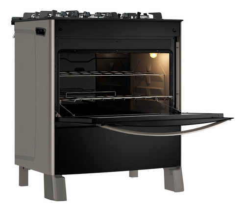 Fogão Esmaltec Esmeralda 5b Inox Timer Grill Elétrico 127/220V