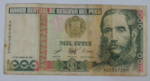 Billete $1000 Intis Perú 1987