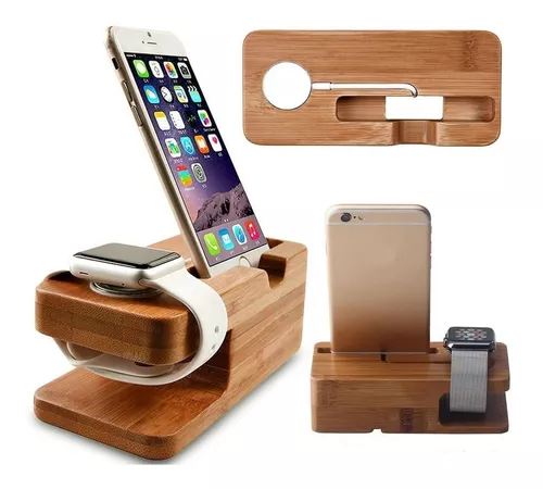 Base De Mesa De Soporte De Madera Para Apple Watch iPhone