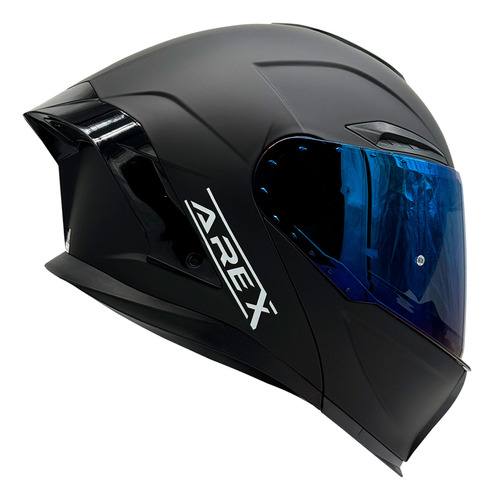 Casco Para Moto Rebatible Negro Mate Mica Azul Talla M