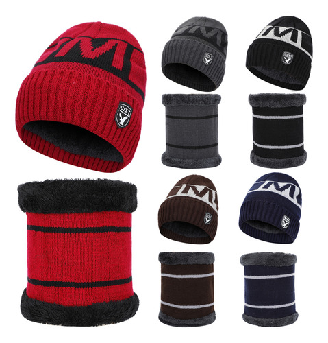 Gorro De Punto Cálido De Invierno Para Mujer + Bufanda 2ps