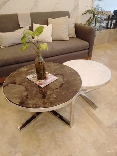 Mesa Living Nido Oviedo Mármol Marrón Emp-carrara Cromo Sale