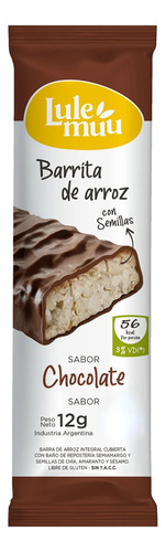 Barrita De Arroz Bañada En Chocolate Sin Tacc Lulemuu 12gr