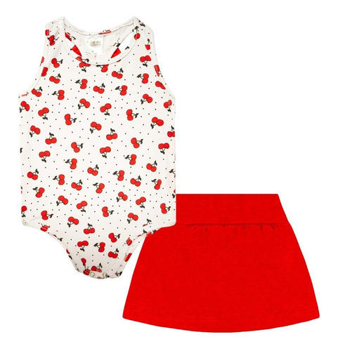 Conjunto Infantil Menina Body Nadador + Saia Fantoni