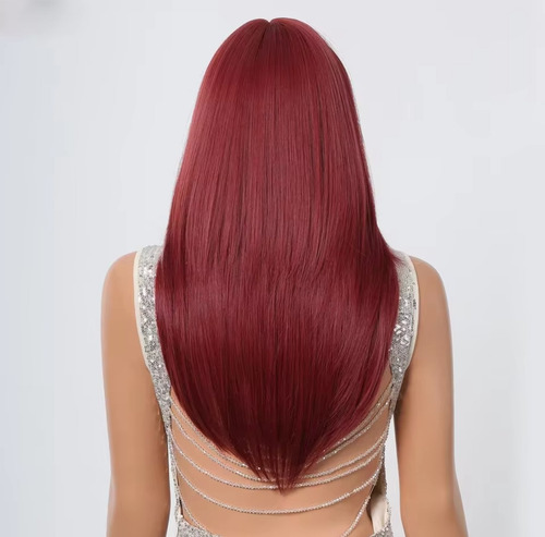 Reina Hermosa Peluca! Tono Degradado Negro Y Rojo Intenso! Degradado Negro Y Rojo Intenso M