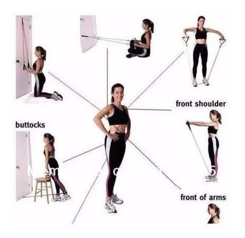 Imagem 7 de 10 de Kit Elástico Para Treino Exercícios Malhar Musculação Casa