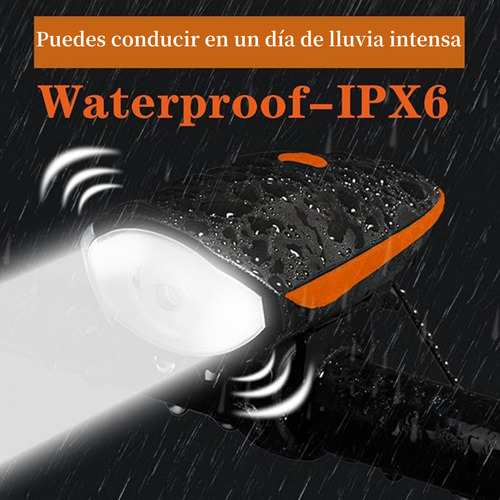 Faros Para Bicicleta 3 Modos De Iluminación Carga Usb Claxon Aleatorio