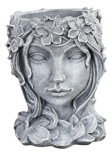 7,8 Pulgadas Estatua De Maceta De Cabeza De Resina Gris
