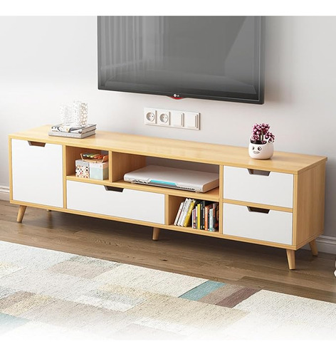 Vasoyo Gabinete Nórdico De Tv Simple Moderna Combinación De Mesa De Centro Hogar Sala De Estar Pequeño Apartamento Patas De Madera Maciza Gabinete De Tv Simple,140*30*38.5cm