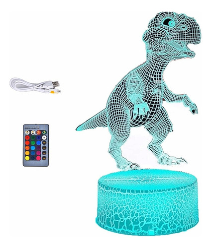 3d Control Remoto Dinosaurio Rgb Luz De Noche Led