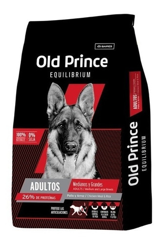 Alimento Old Prince Equilibrium para perro adulto de raza mediana y grande sabor pollo y arroz en bolsa de 3kg