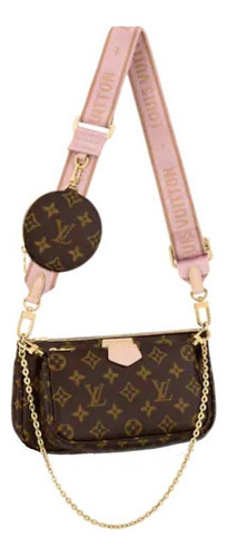 Bolsa bandolera Louis Vuitton Bolso Multi Pochette Accessoires diseño monogram de lona  rose clair con correa de hombro rosa y herrajes metal